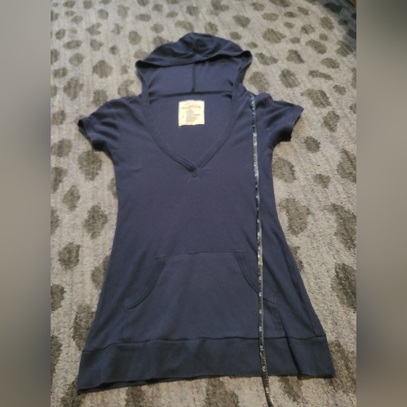 Zenana Dark Blue Hooded Tee sz M - Picture 8 of 8